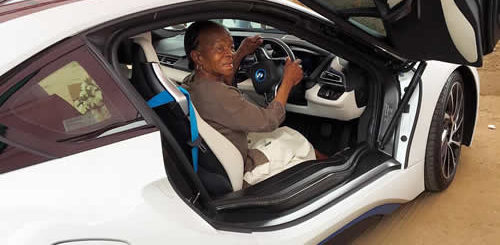 Somizi Mhlongo's mother Mary Twala blesses his new R1.7 million car.