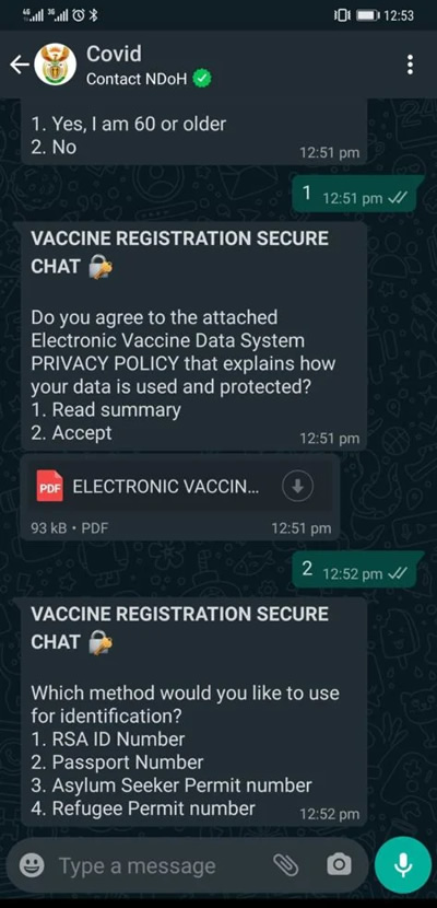 How to Register for a Covid-19 vaccine through WhatsApp in South Africa